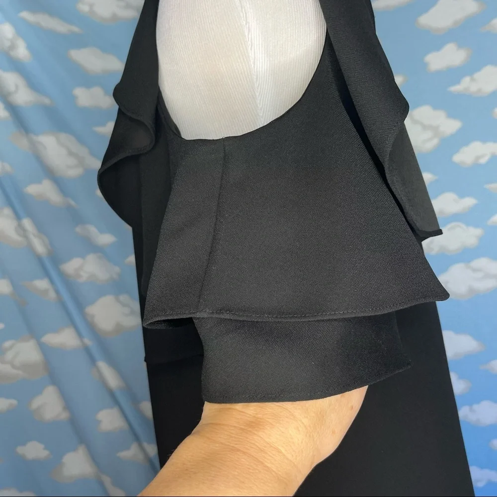 Kate Spade Cold Shoulder Ruffled Sleeveless Shift Dress Black‎ Small Y2K Prep